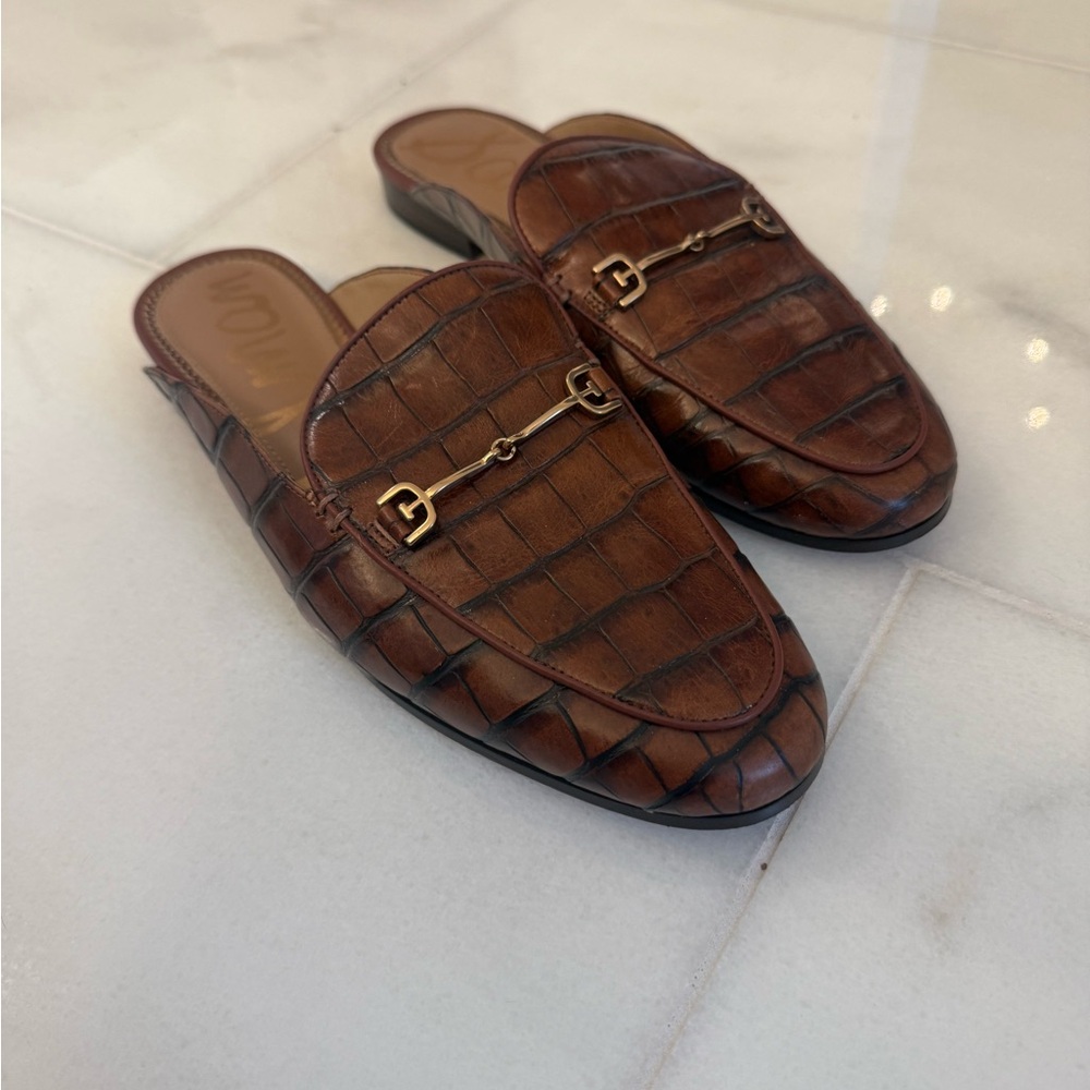 Sam Edelman Brown Crocodile Pattern Women’s Slide Loafer 8.5 - Picture 3 of 6